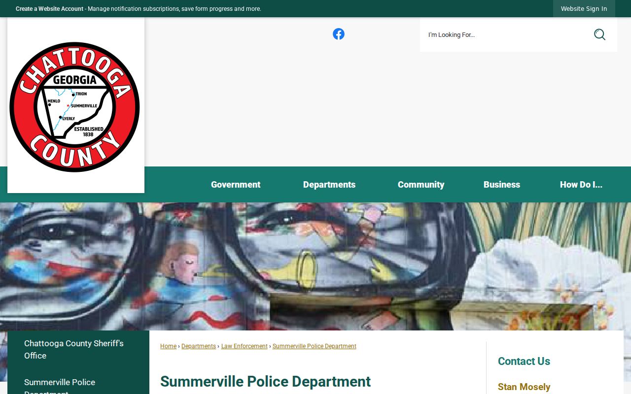 Chattooga County bench warrant contact information for Summerville Police