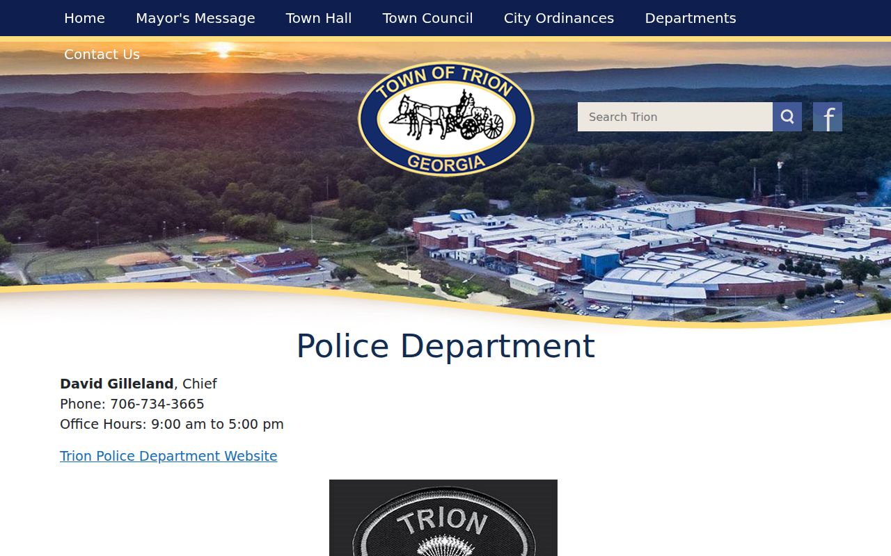 Chattooga County bench warrant contact at Trion Police Department