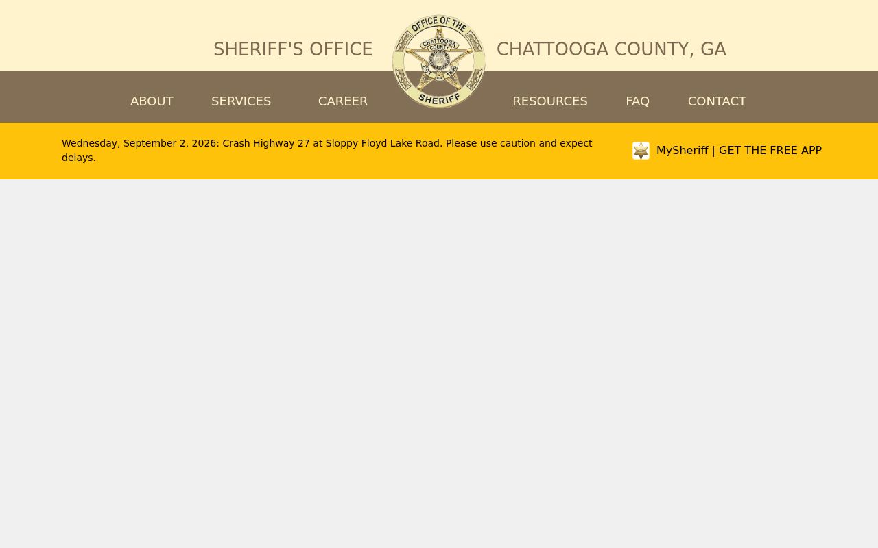 Chattooga County warrant records sheriff agency interface